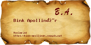 Bink Apollinár névjegykártya
